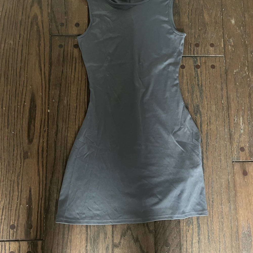 Sleek Gray Sleeveless Dress